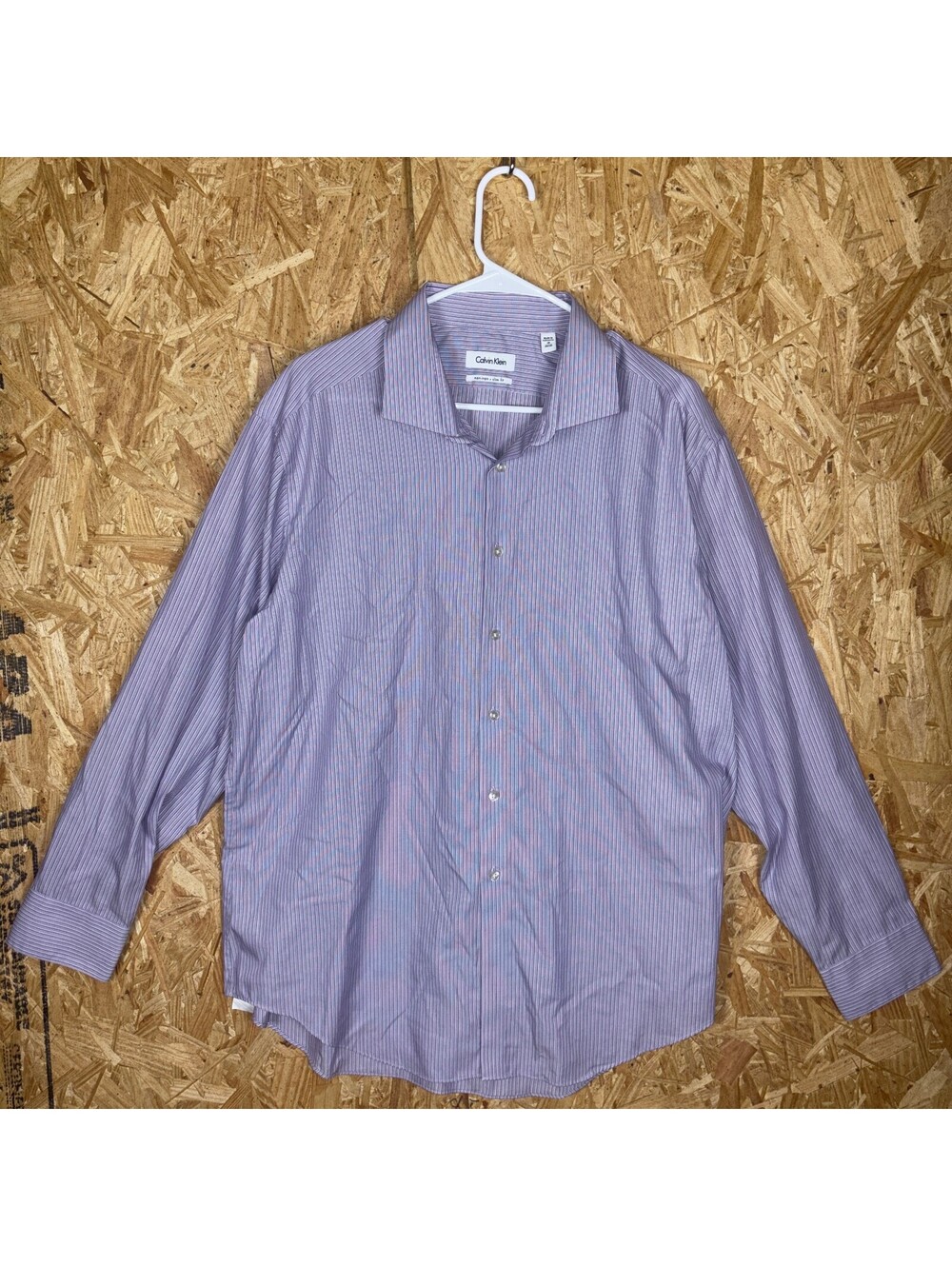 Calvin Klein Non Iron Slim Fit Mens 16 34 35 Purple Shirt